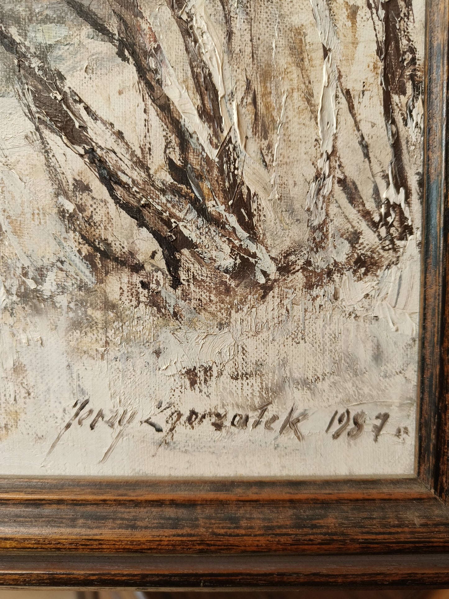 Obraz J. Zgorzałek "Pejzaż z Podgórza w zimie" 1987 r.