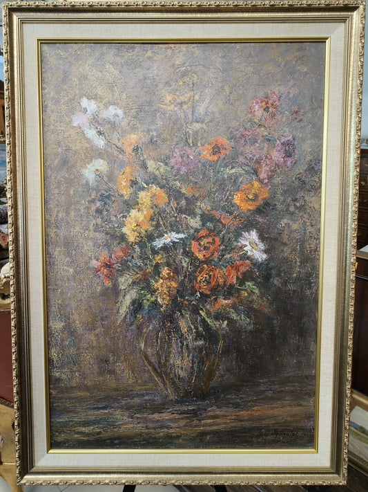 Obraz J. Zgorzałek "Wiązanka kwiatów w wazonie" 1988 r.