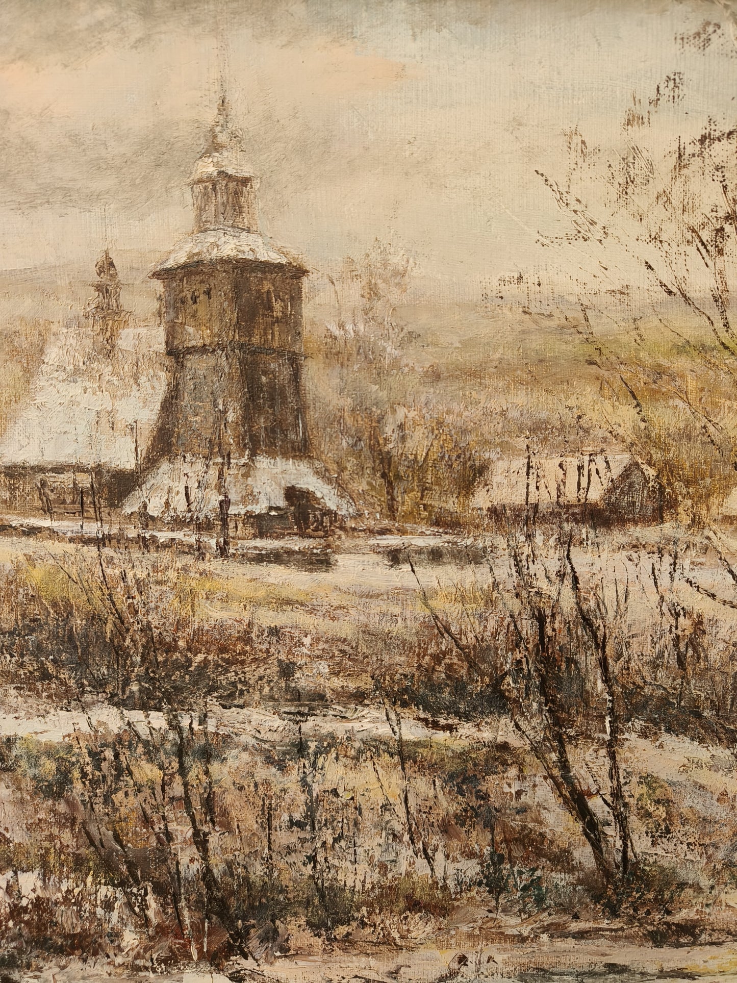 Obraz J. Zgorzałek "Pejzaż z Podgórza w zimie" 1987 r.