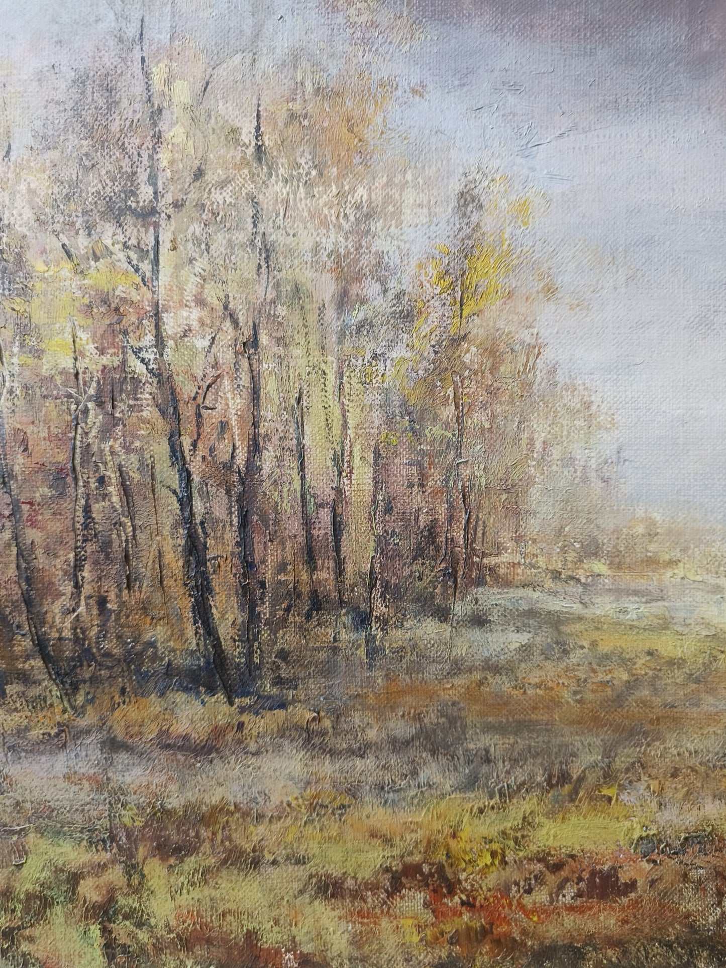 Obraz J. Zgorzałek "Jesień - polana otoczona młodym laskiem" 1988 r.