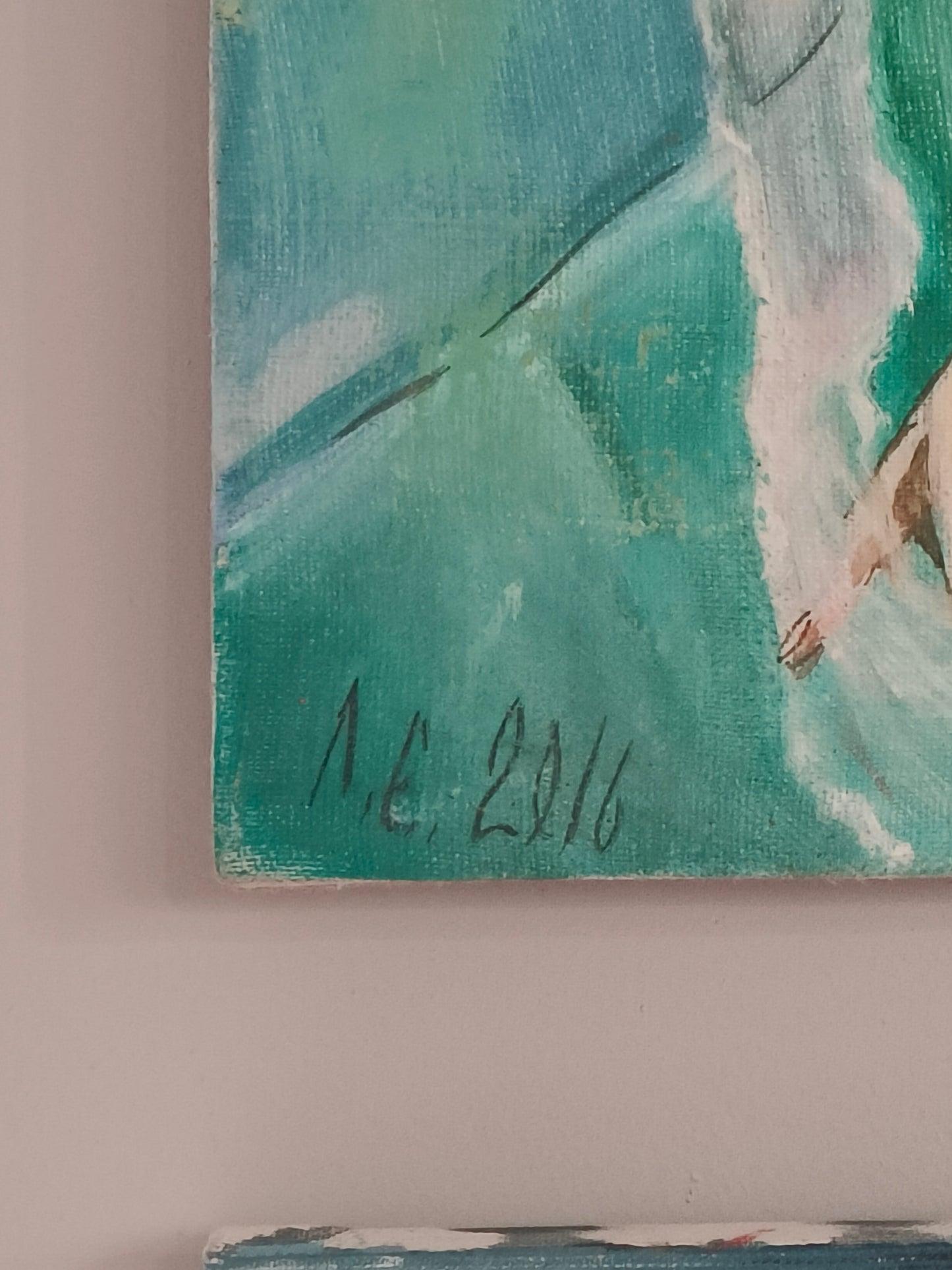 Obraz, olej na płótnie "Dama z kieliszkiem" E. Lesoklińska