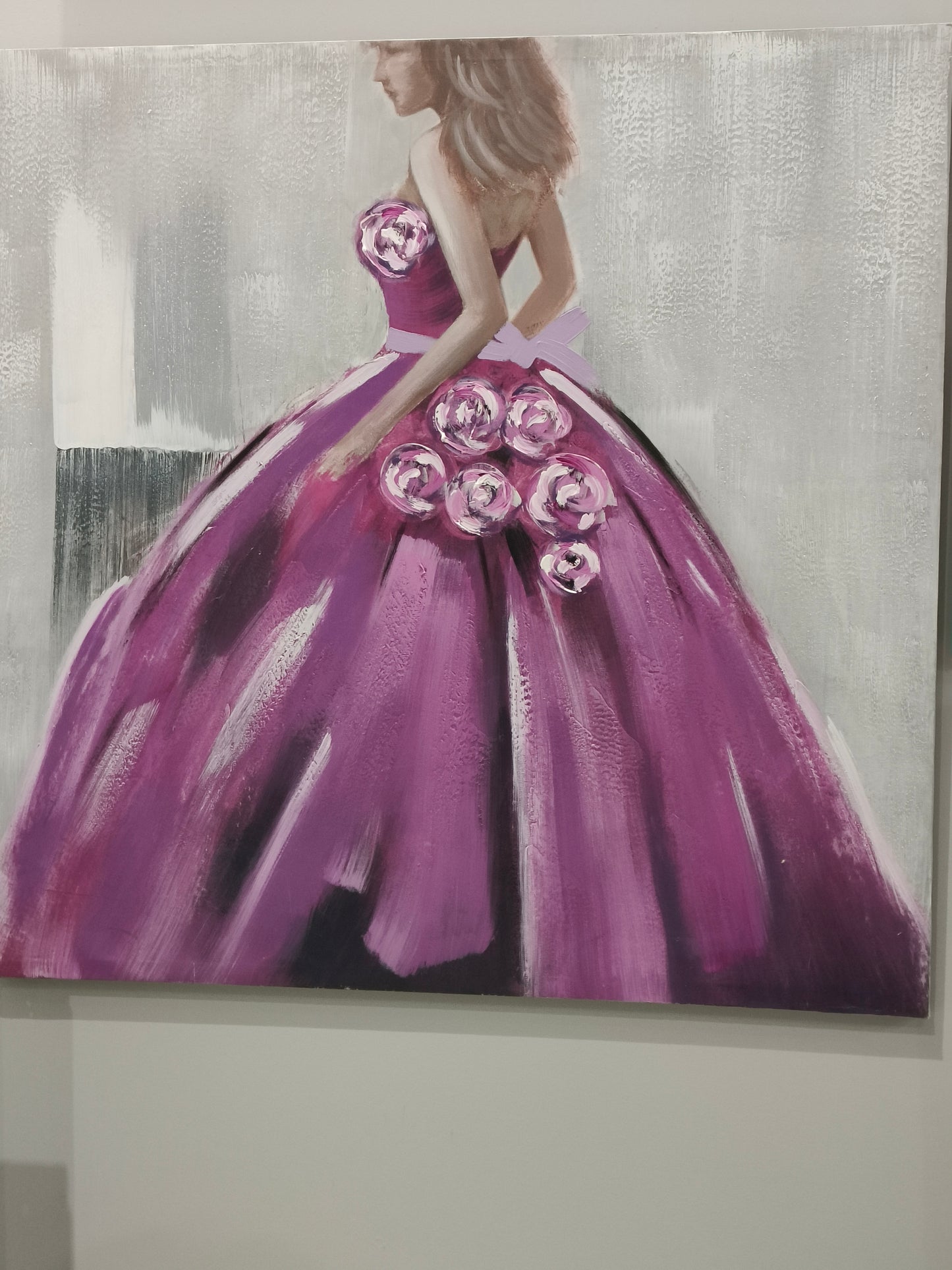 Painting, oil on canvas, lady in a dress