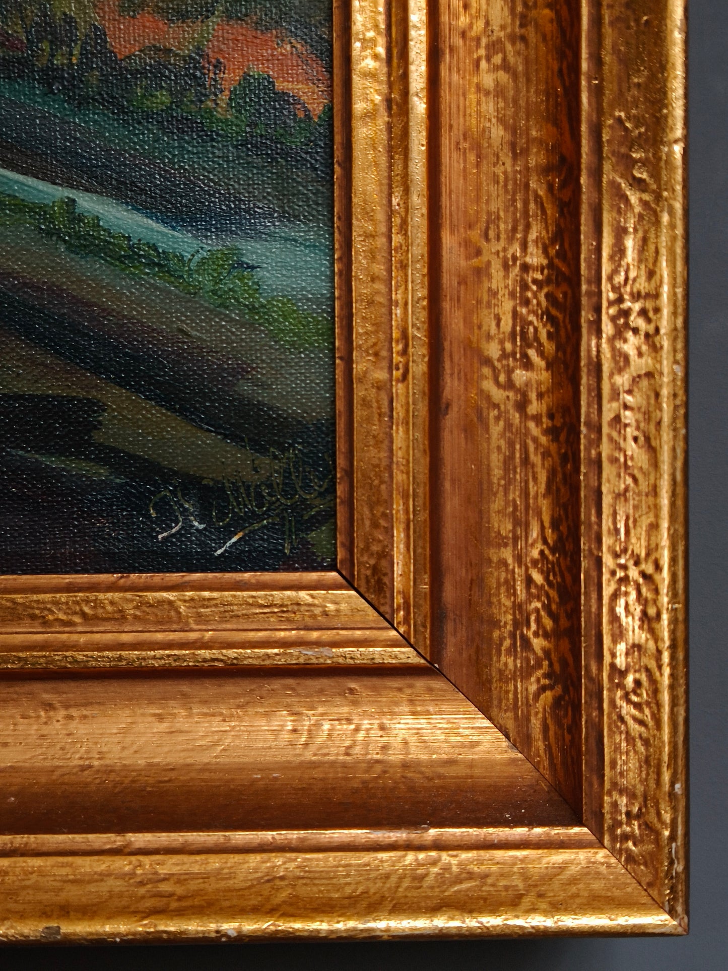 Painting, landscape, oil on canvas, signed