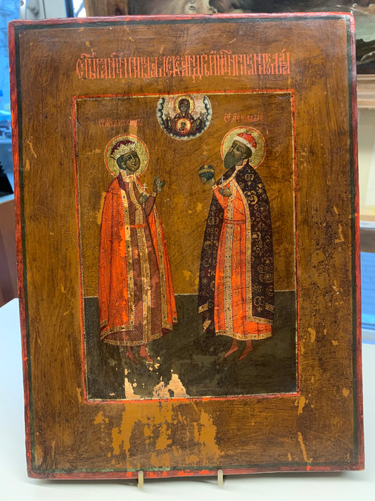 Ikona "Św. męczennicy Aleksandry i  św. Mikołaj" XX w.