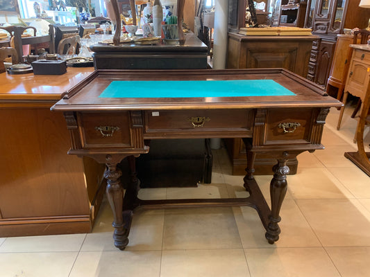 Biurko antyczne, eklektyczne, blat - zielone sukno
