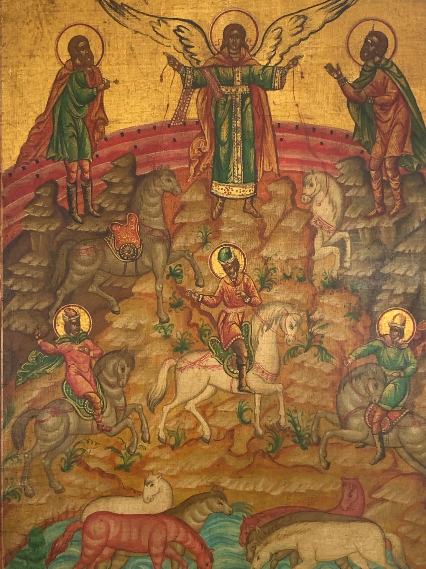 Duża ikona prawosławna "Borys i Gleb" XIX w.,