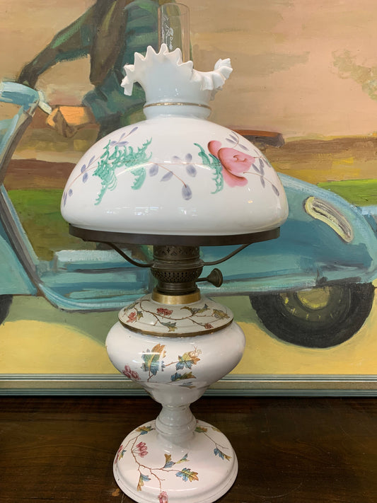 Lampa naftowa, przedwojenna, szklany klosz