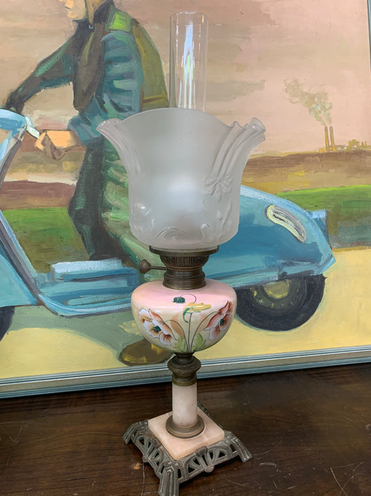 Lampa naftowa kolumnowa, secesyjna Francja SI Gladiator