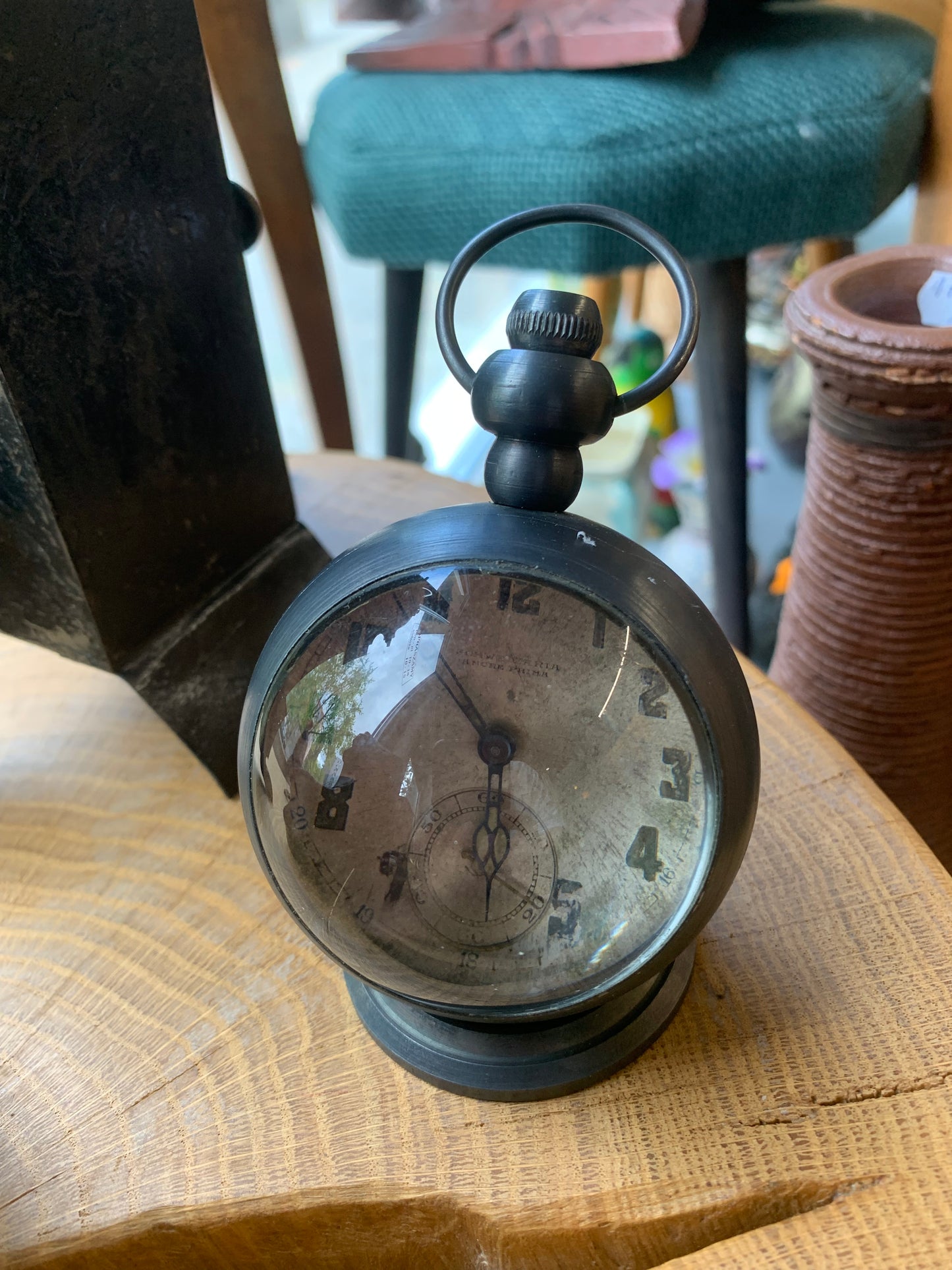 Zegar soczewkowy, kula na podstawie Schweizaria Ancre Prima