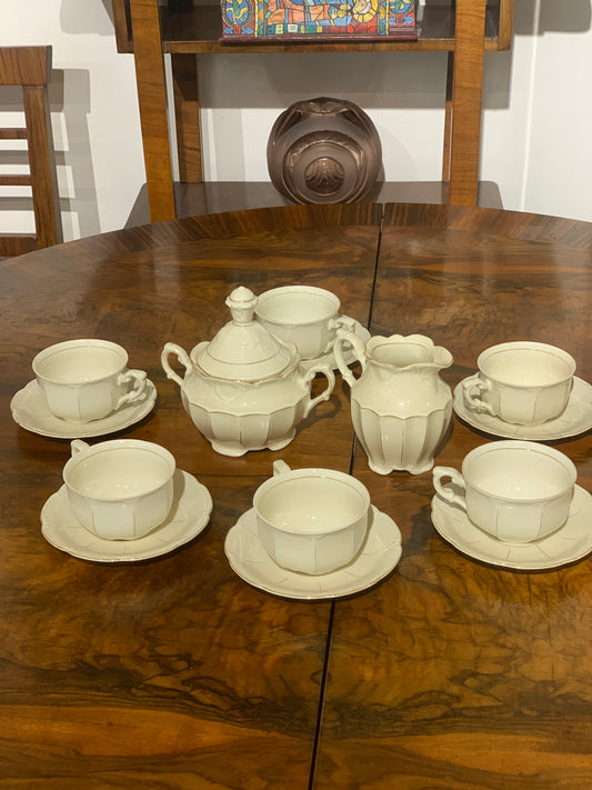 Serwis herbaciany, niemiecka porcelana sygnowana 6 os.