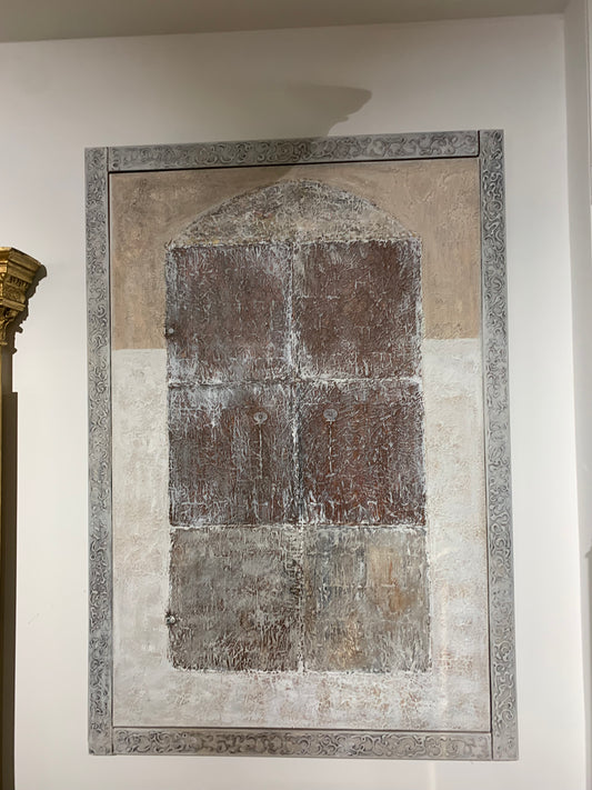 Duży obraz drzwi orientalne w drewnianej ramie