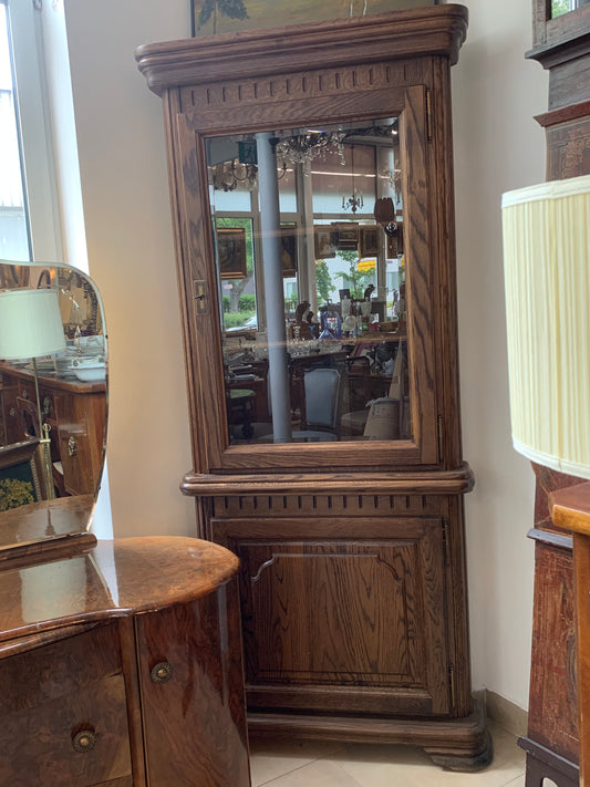 Witryna dębowa, narożna, szkło fazowane