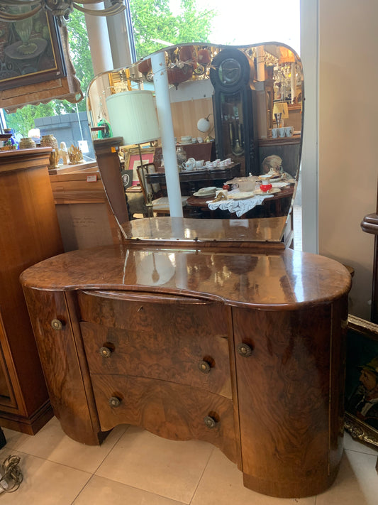 Toaletka Art Deco orzechowa, przedwojenny mebel
