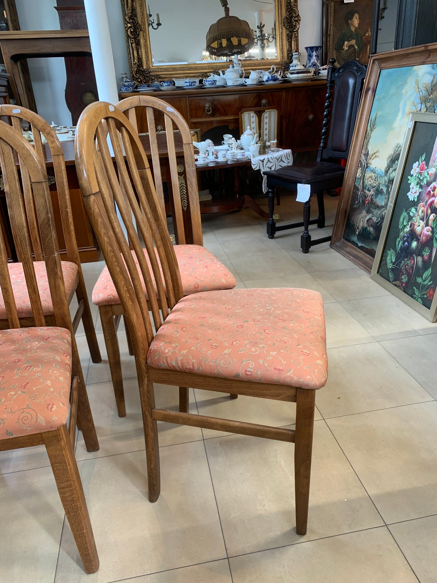 Krzesła dębowe, tapicerowane komplet 4 szt.