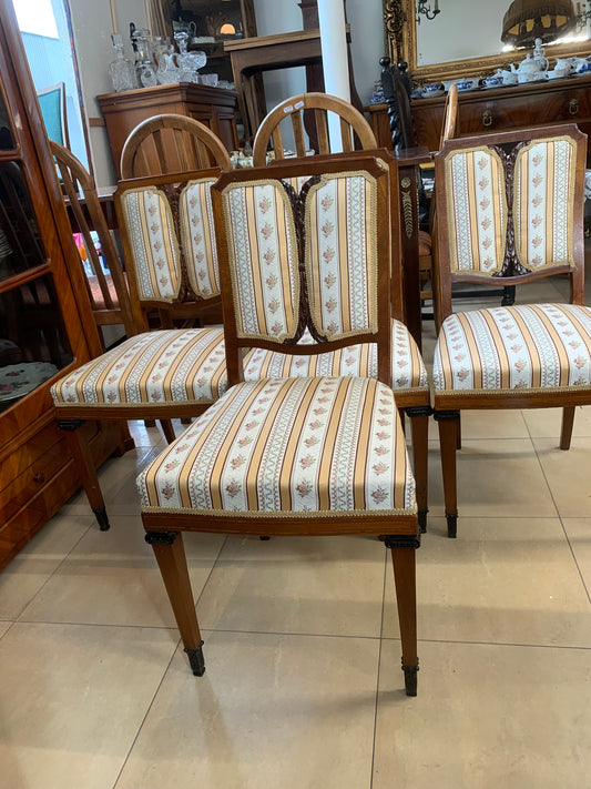 Krzesła secesyjne z mahoniu, tapicerowane, komplet 4 szt.
