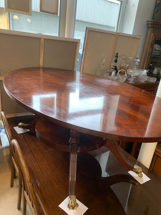 Stolik owalny kawowy, ława mahoniowa, Anglia