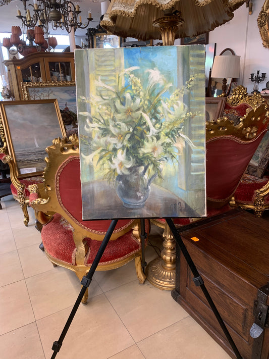 Obraz "Lilie w wazonie" olej na płótnie sygnowany