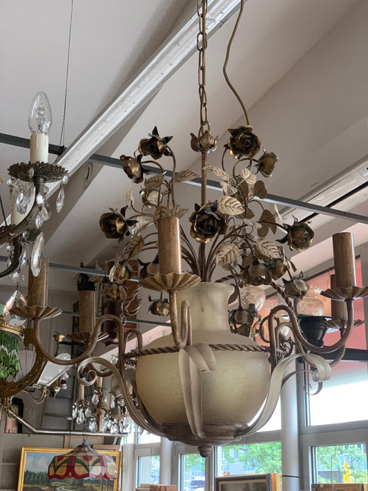 Żyrandol włoski z metaloplastyki i szkła