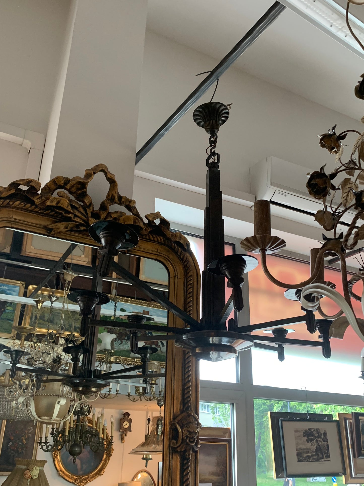 Żyrandol Art Déco, ośmioramienny