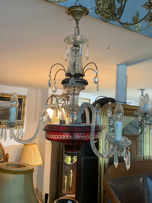 Unikatowy żyrandol secesyjny, kryształowy, pocz. XX wieku