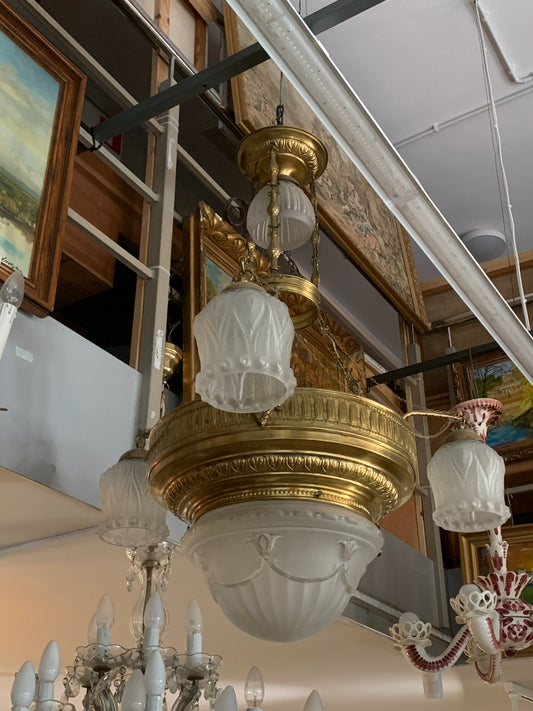 Lampa, żyrandol mosiądz, secesja