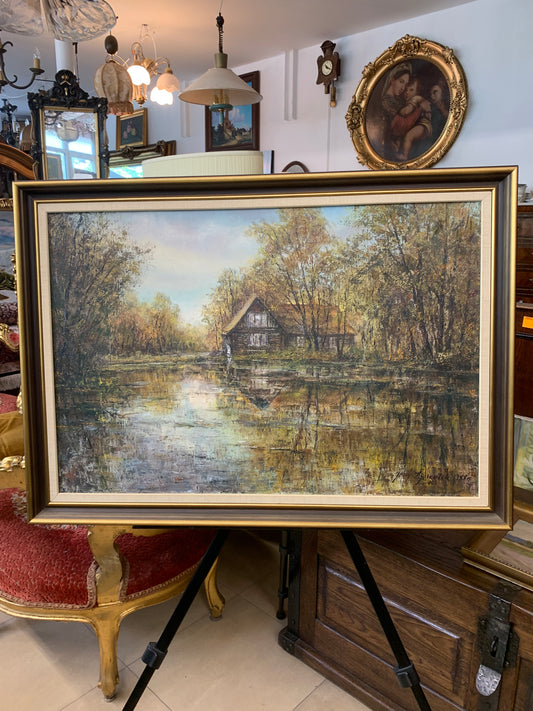 Obraz pejzaż polskiego malarza Jerzego Zgorzałka (1944-2024), 1987 r.