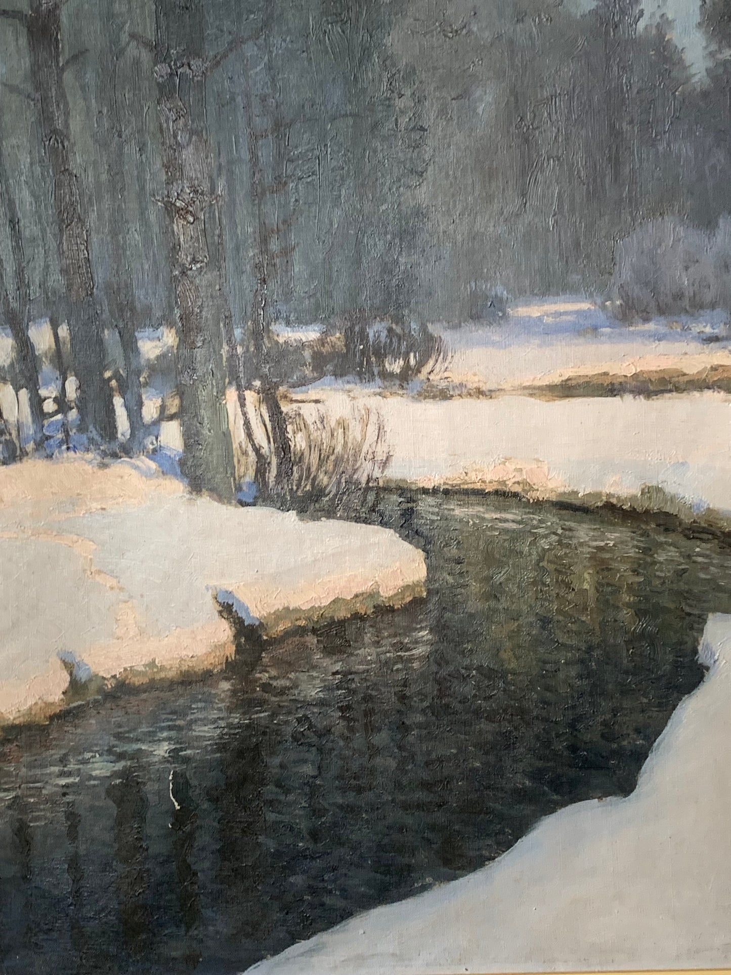 Obraz "Pejzaż zimowy z potokiem" Wiktor Korecki (1890-1980)