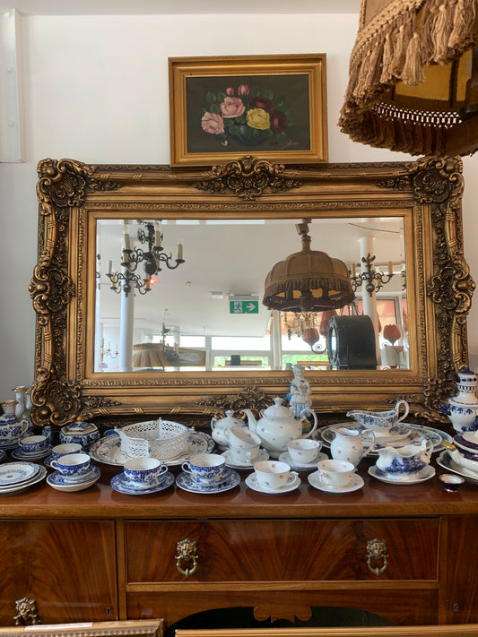 Duże lustro barokowe, fazowane, drewniana rama złocona