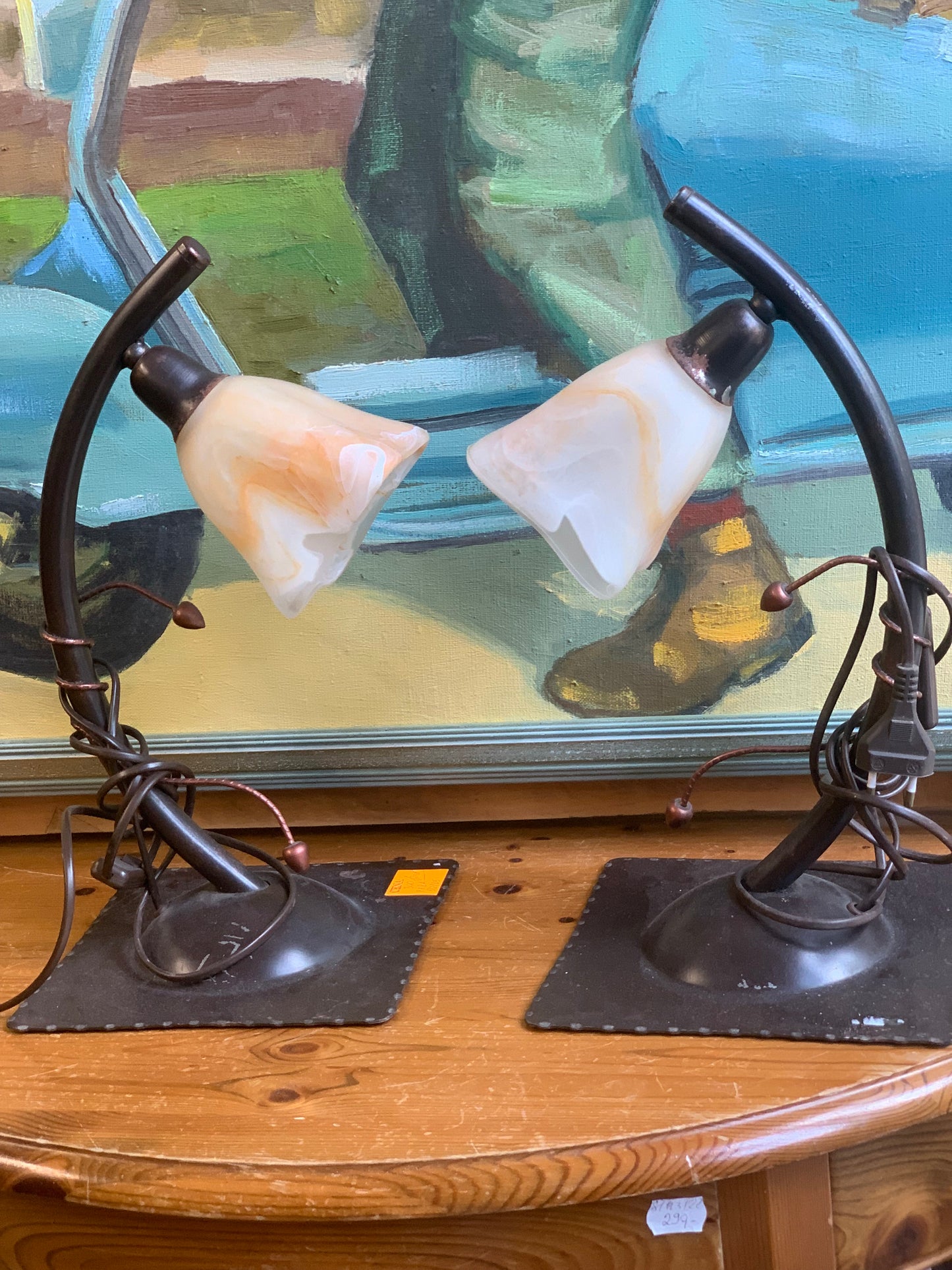 Para nocnych lamp, szklane klosze
