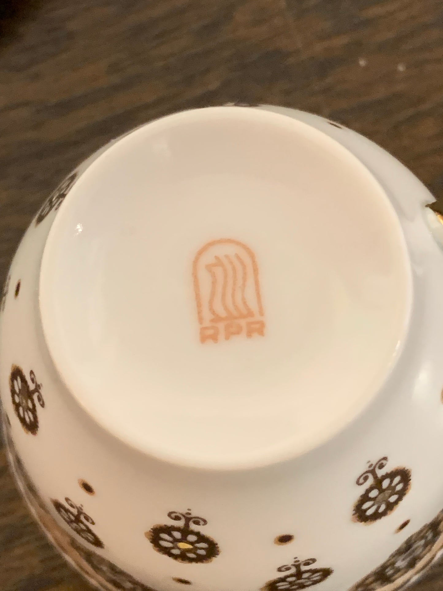 Serwis kawowy, porcelanowy, złocenia, na 6 osób