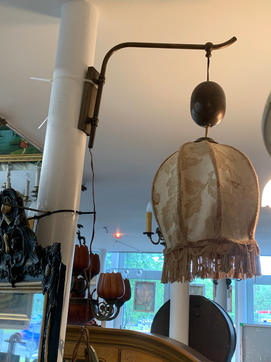 Stary kinkiet, lampa z abażurem, mosiądz