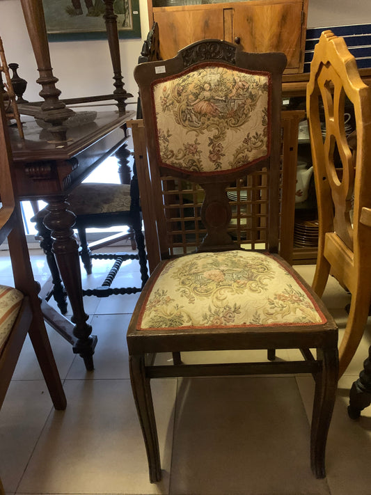 Krzesło secesyjne, rzeźbione, tapicerowane