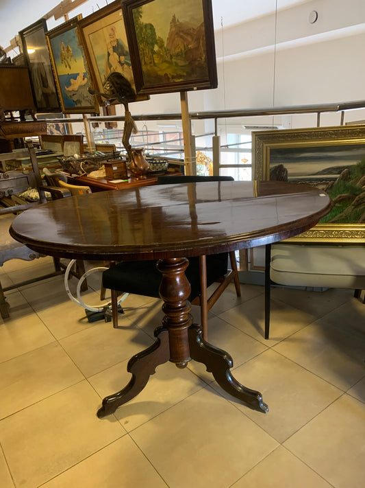 Stół zabytkowy, owalny, kawowy z mahoniu