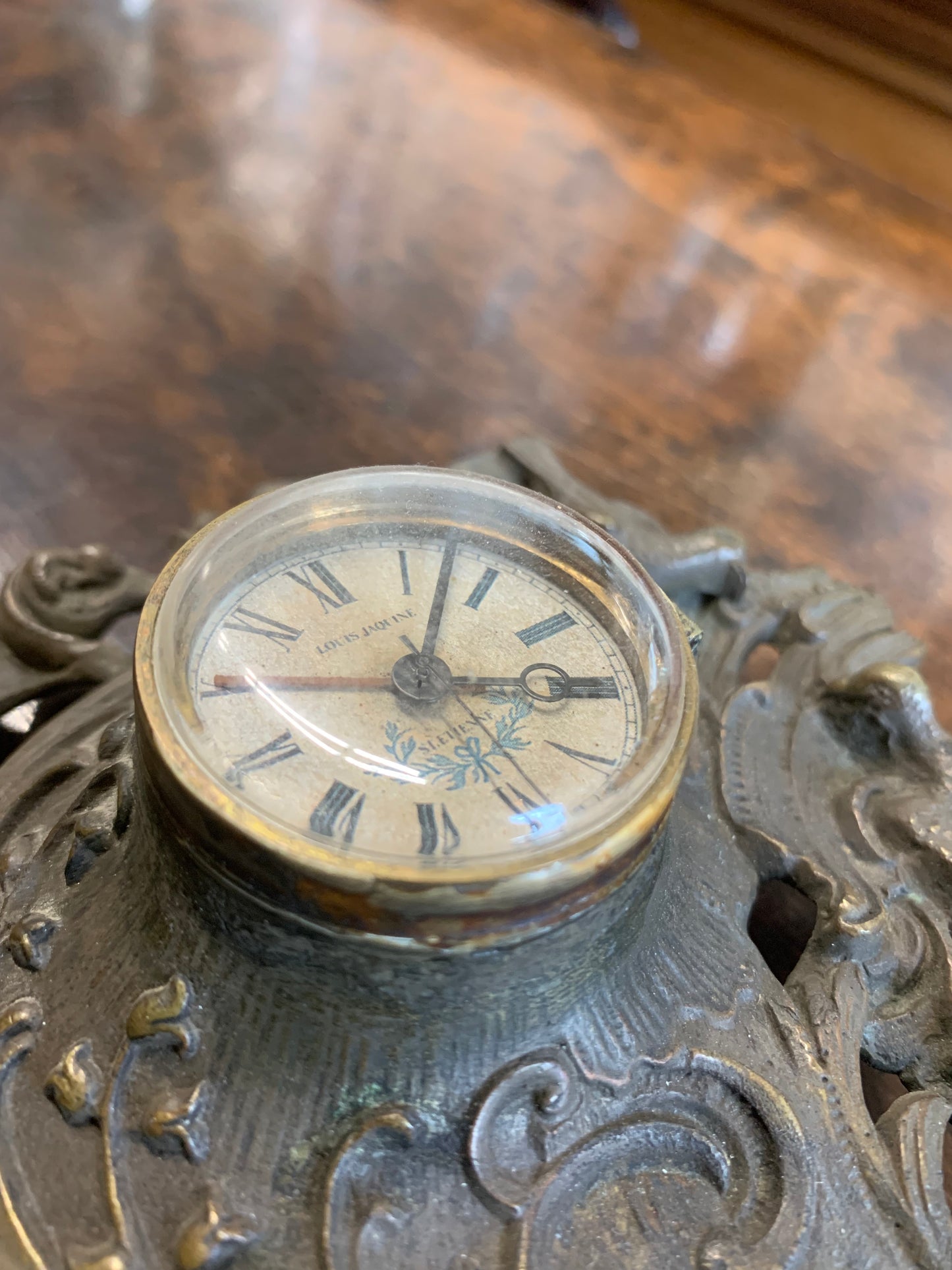 Zegar secesyjny z brązu, pocz. XX w.