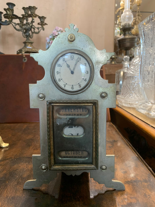 Zegar kominkowy z datownikiem, antyk