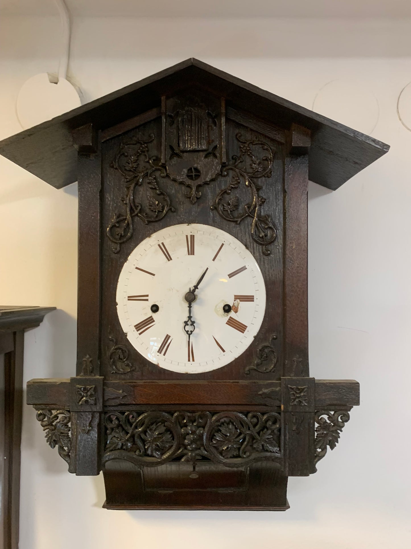 Zegar ścienny, antyczny, z kukułką, XIX w.