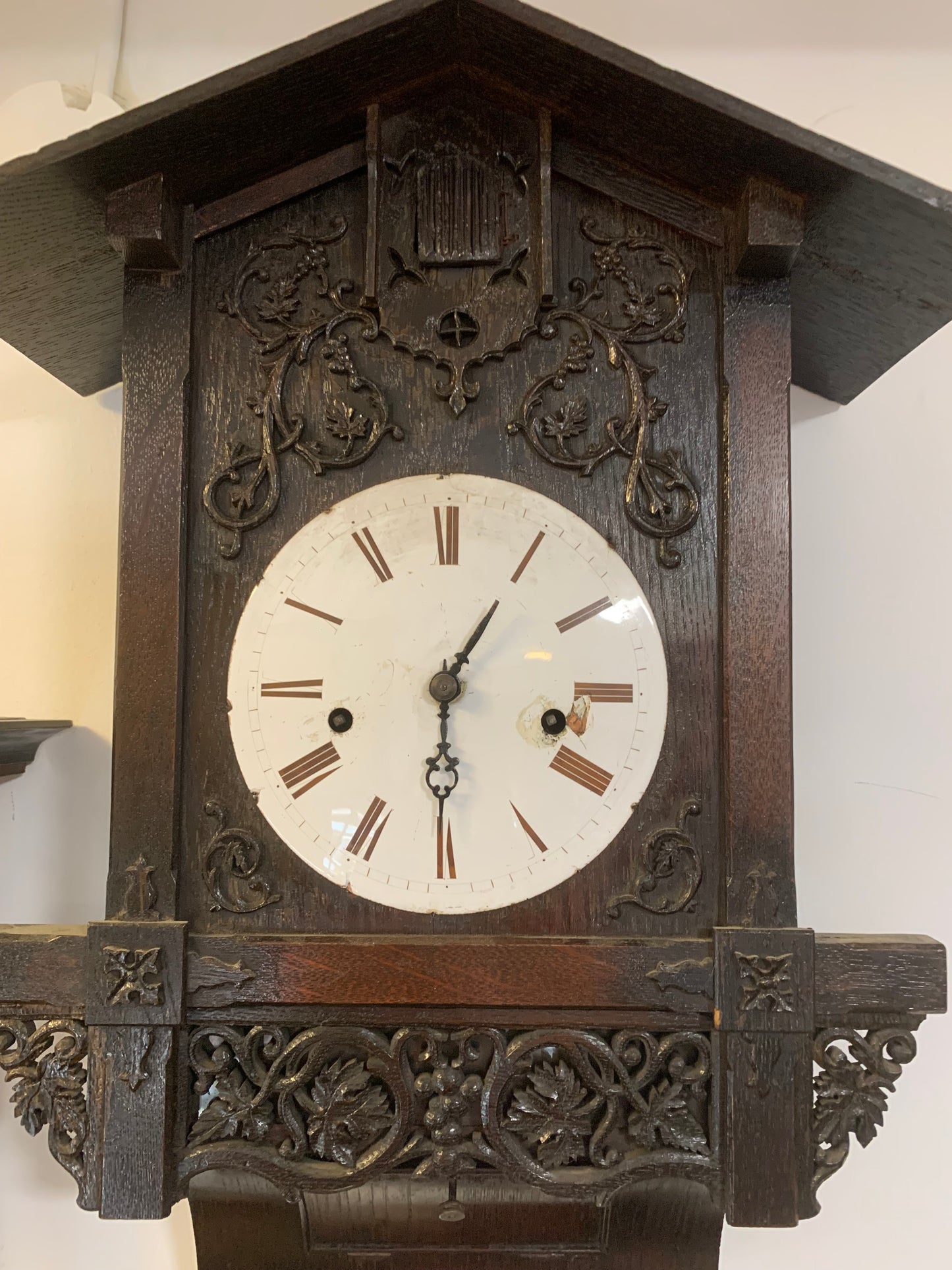 Zegar ścienny, antyczny, z kukułką, XIX w.