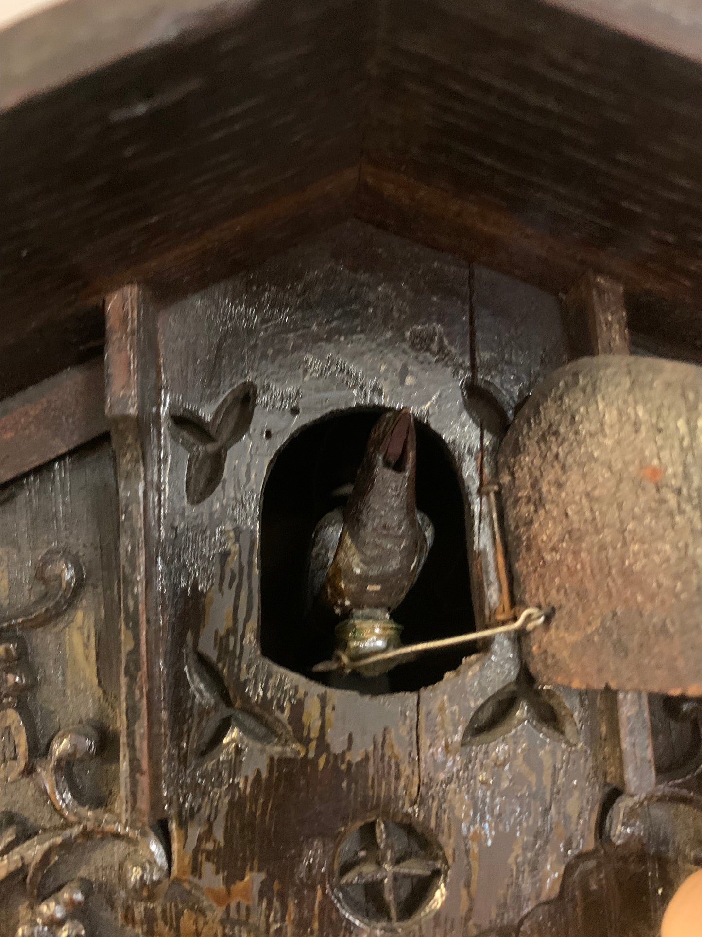 Zegar ścienny, antyczny, z kukułką, XIX w.