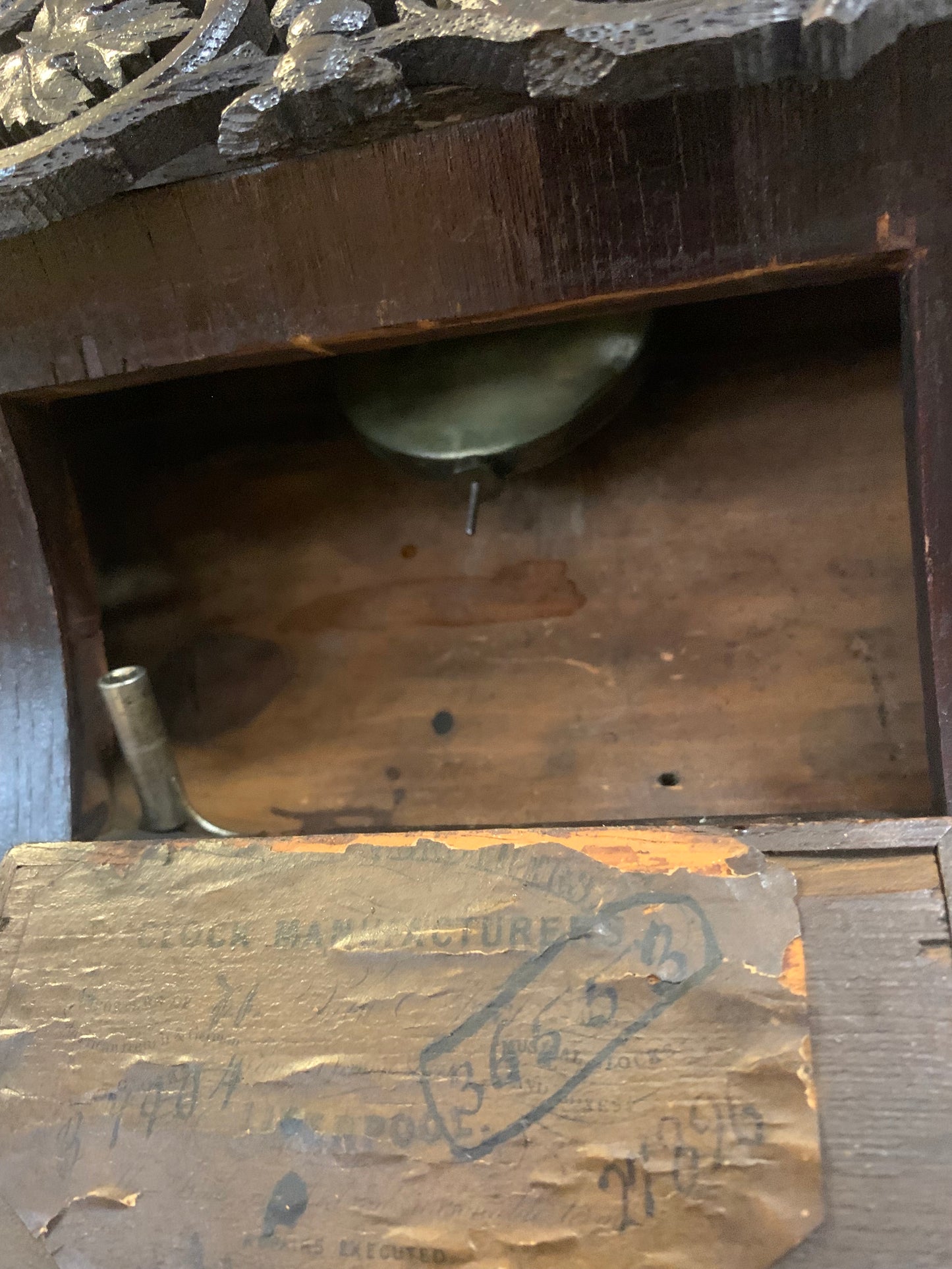 Zegar ścienny, antyczny, z kukułką, XIX w.