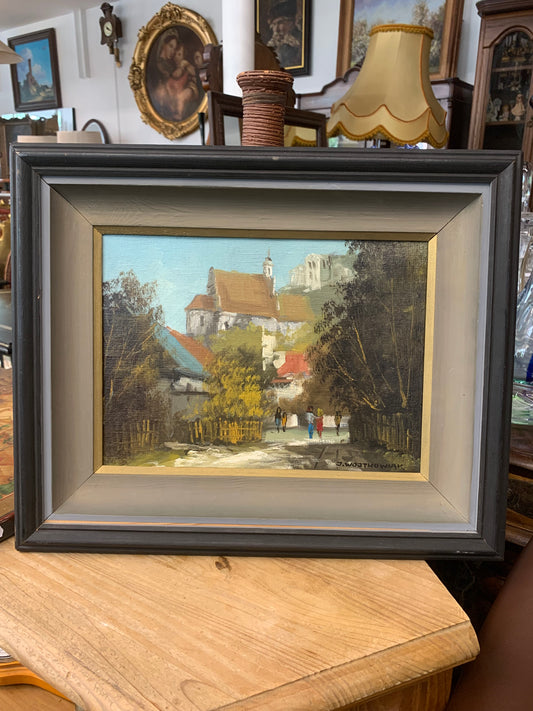 Obraz, pejzaż "Ulica miasta" J. Wojtkowiak