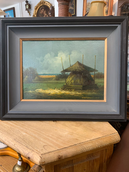 Obraz, pejzaż "Stóg siana" J. Wojtkowiak