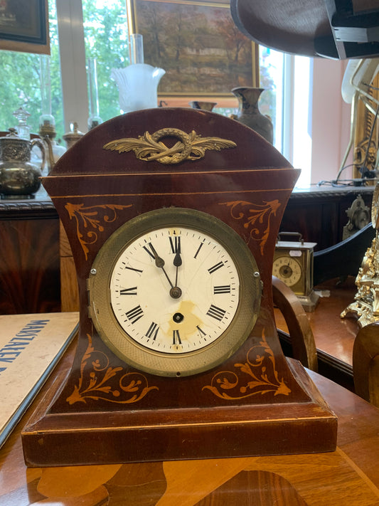 Zegar kominkowy, secesja, w mahoniowej obudowie