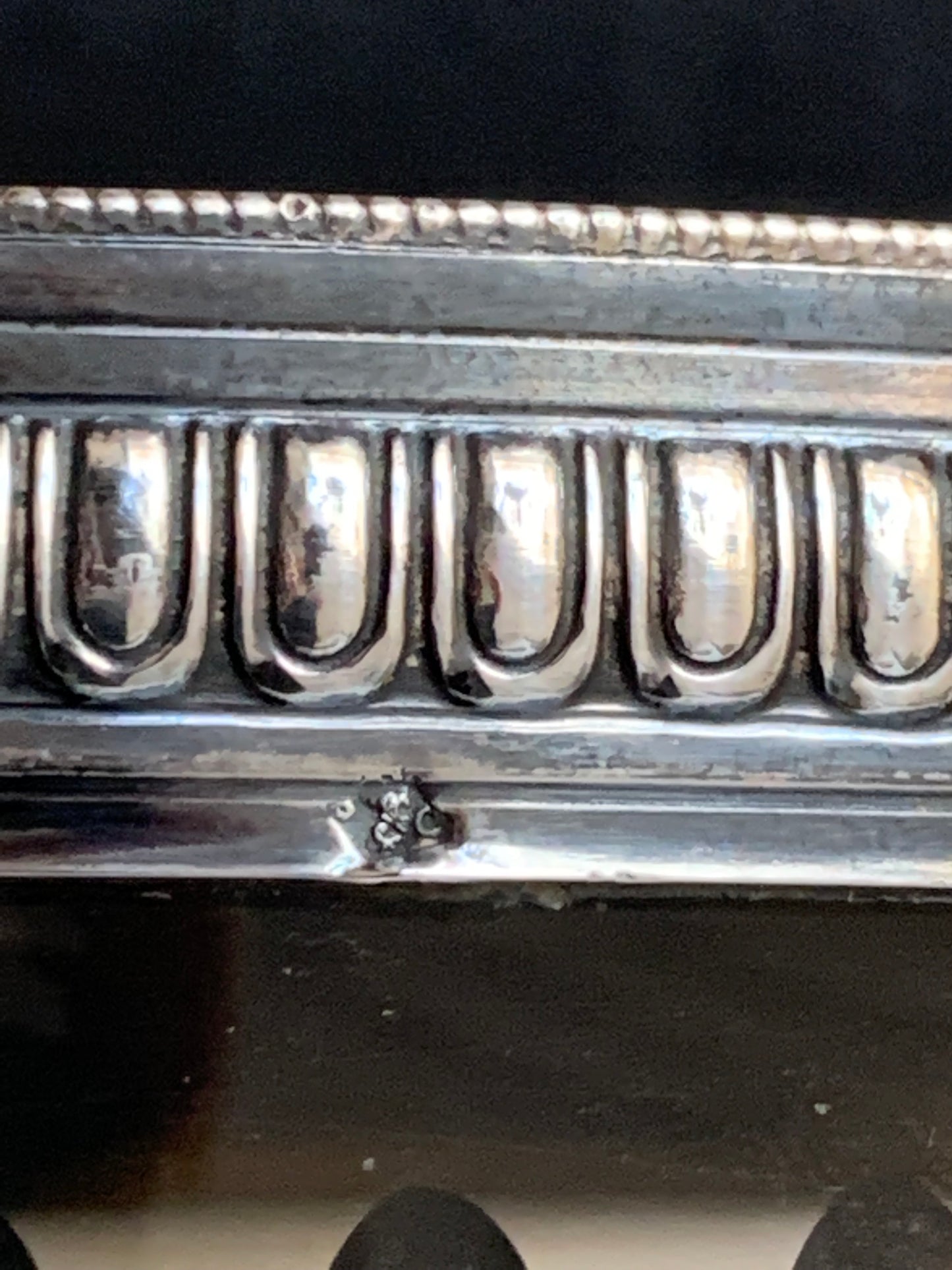 Misa kryształowa zabytkowa, obręcz srebro