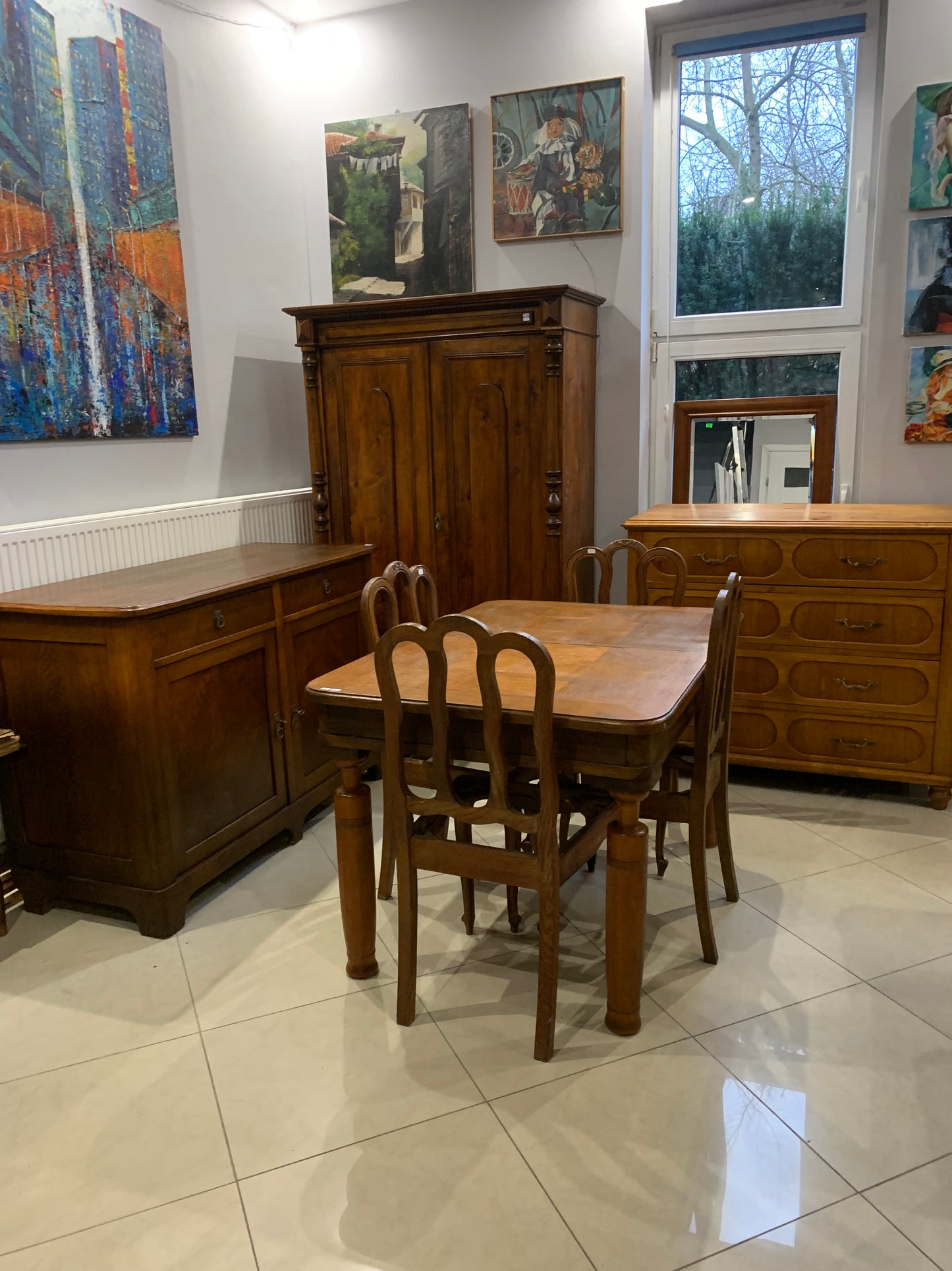 Stół rozkładany, zabytkowy "szachownica" dębowy