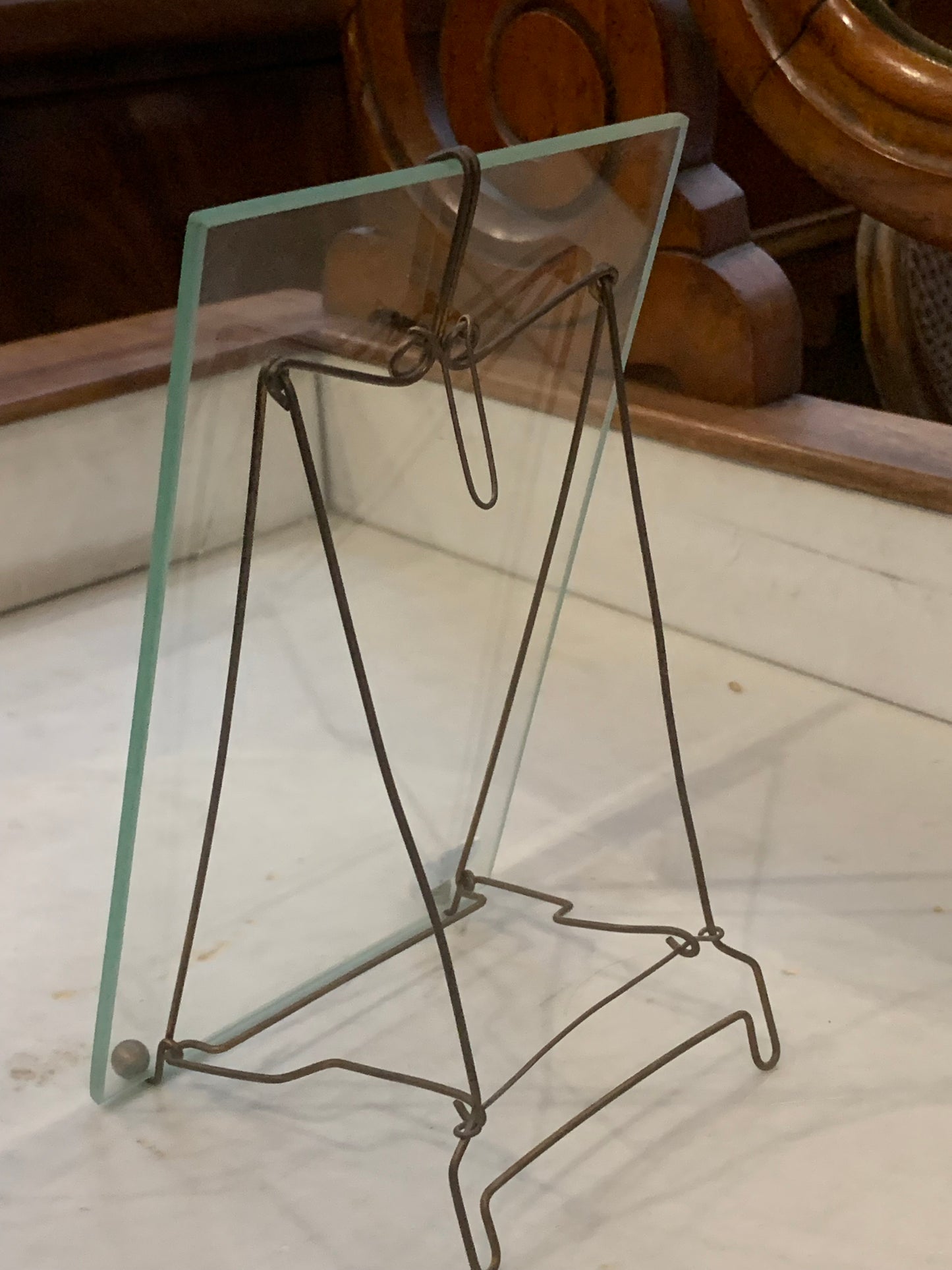 Ramka secesja, szybka fazowana, stojak druciany, lata 20-te XX wieku