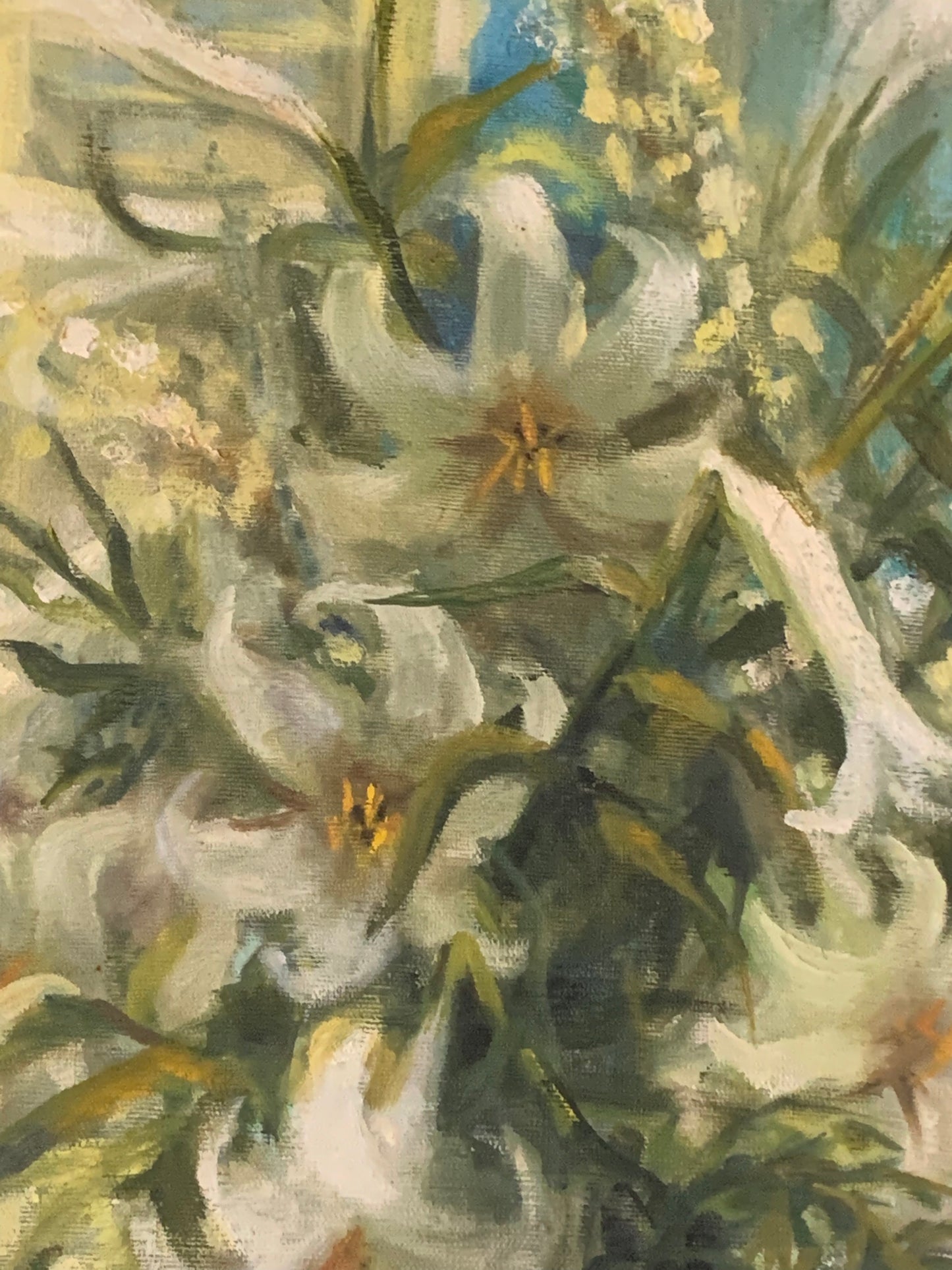 Obraz "Lilie w wazonie" olej na płótnie sygnowany