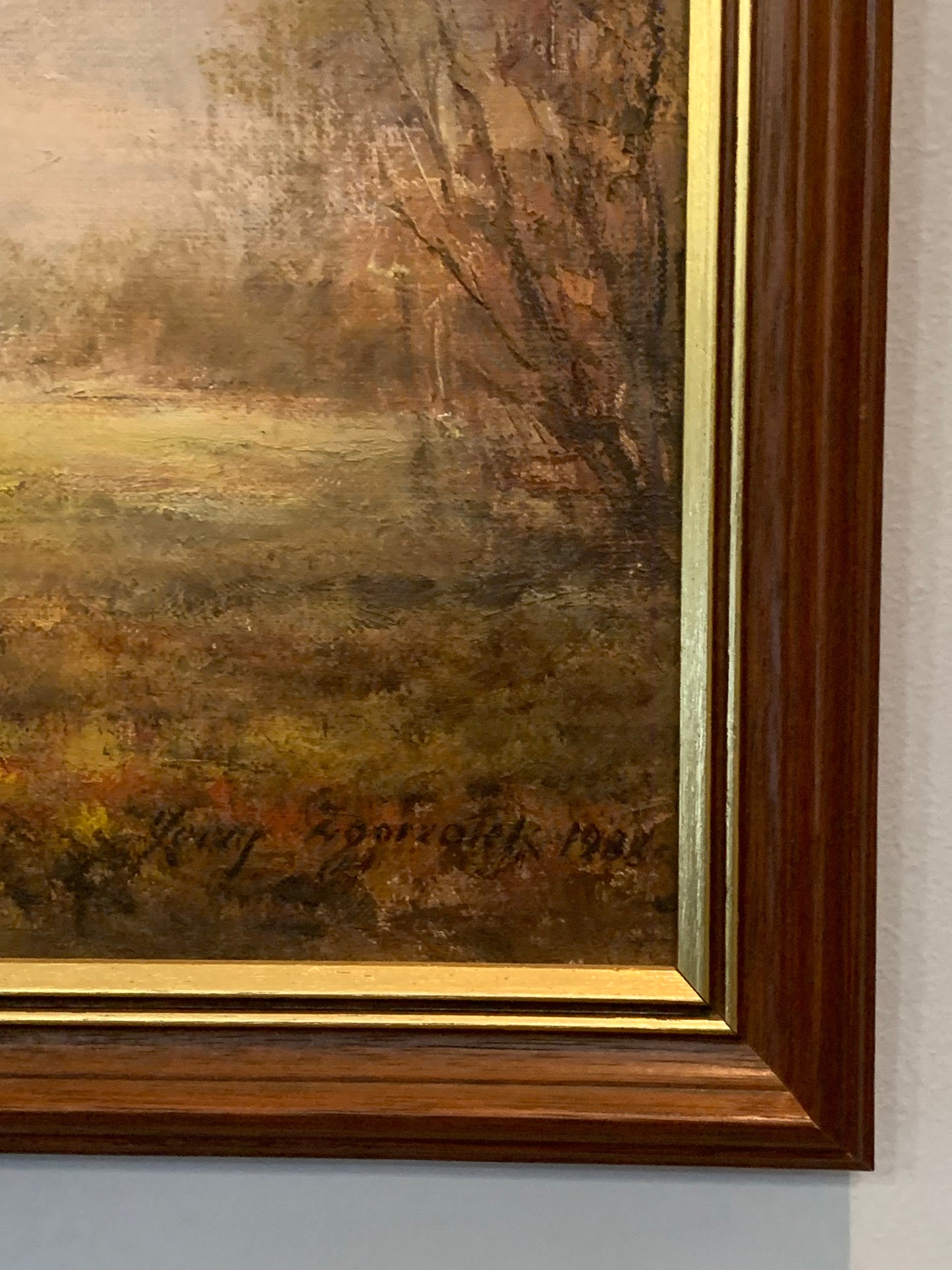 Obraz J. Zgorzałek "Jesień - polana otoczona młodym laskiem" 1988 r.