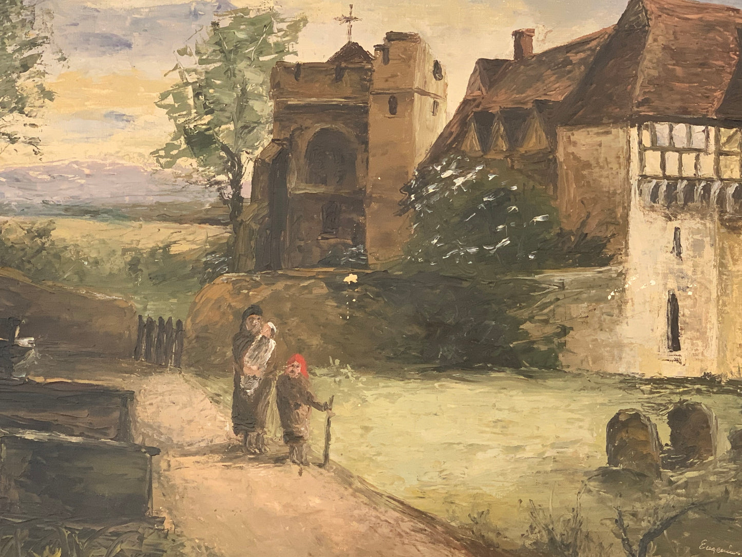 Obraz, pejzaż olej na płótnie sygnowany E. Gawroński, 1987