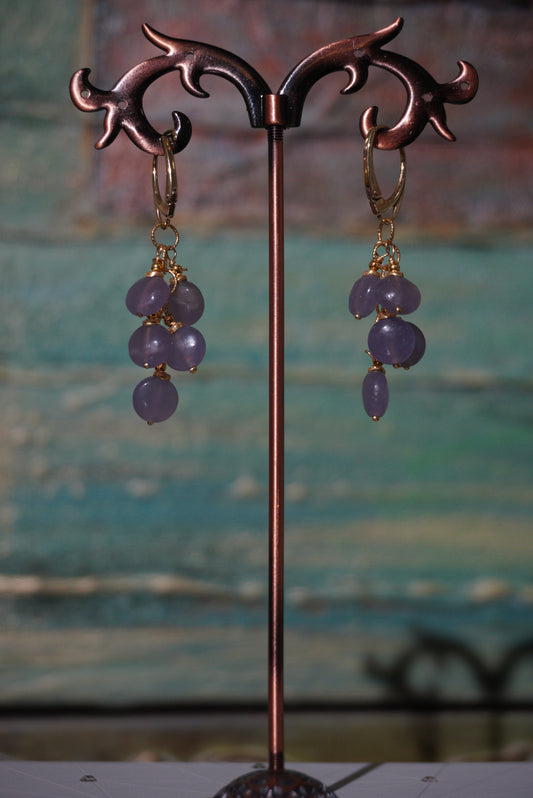 Kolczyki chalcedon, srebro pozłacane 925