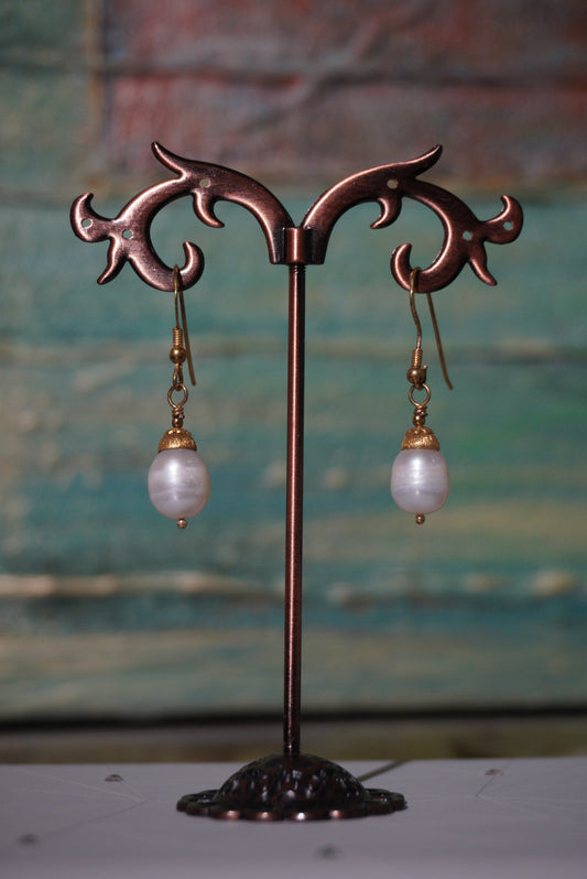 Kolczyki perła, srebro pozłacane 925